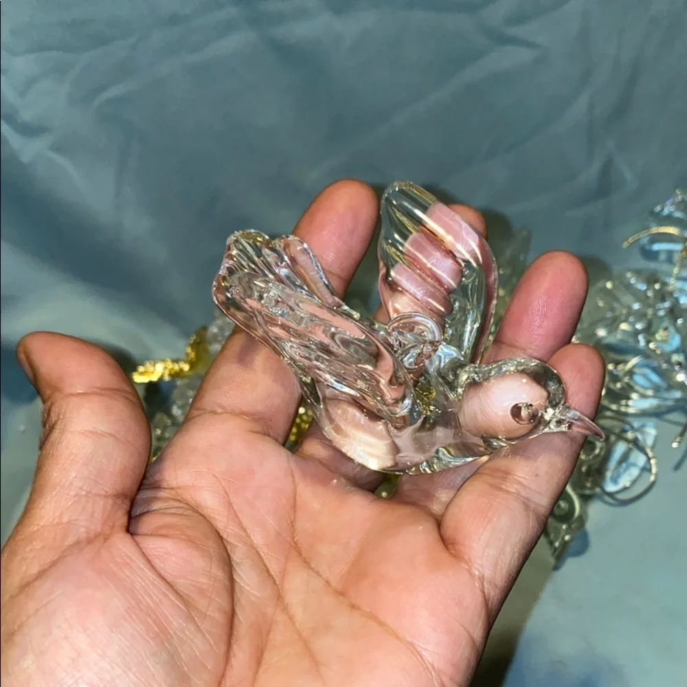 BX44 Bundle of Gold and Clear Decorative Angel and Glass Dove Ornaments 6 Doves